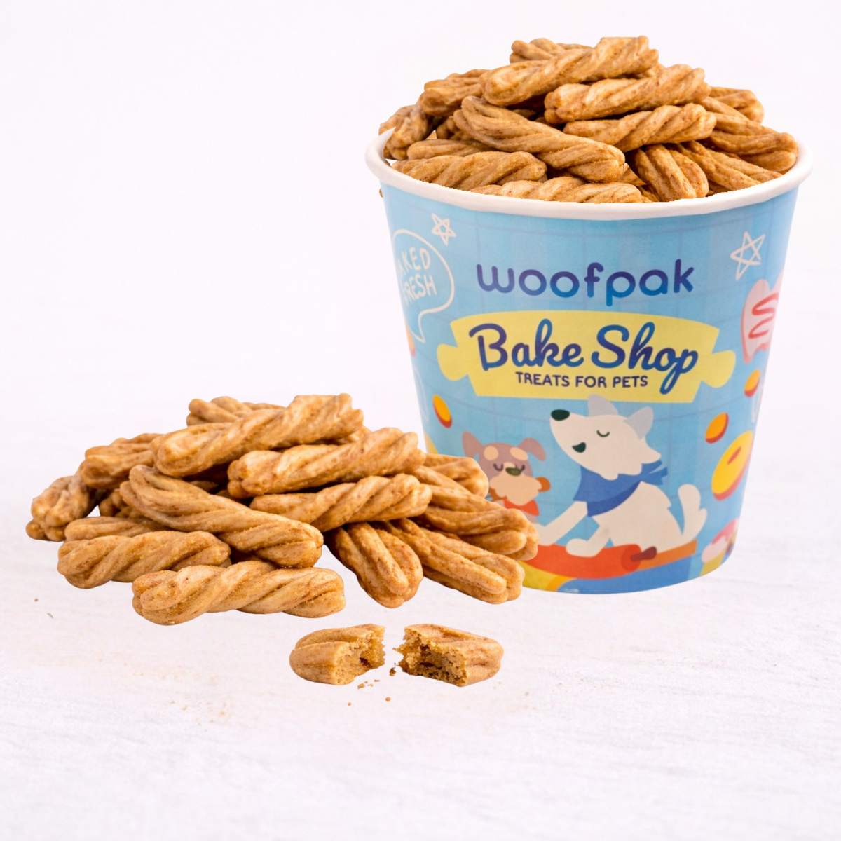 Cinnamon Churro Twists Dog Treats | Bake Shop Treats - Woofpak